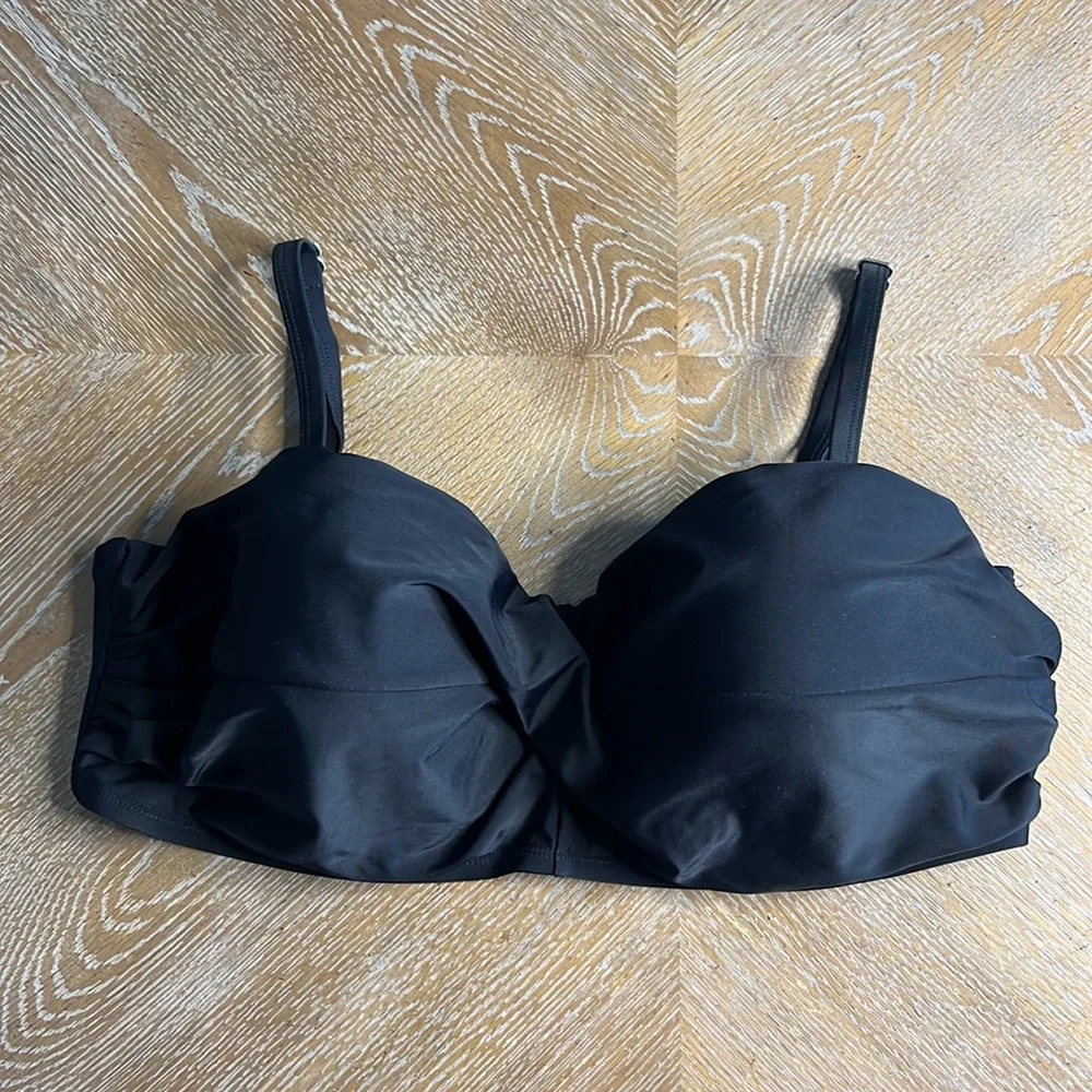 HEAT Black Swim Top Underwire Bikini Swimwear F Cup